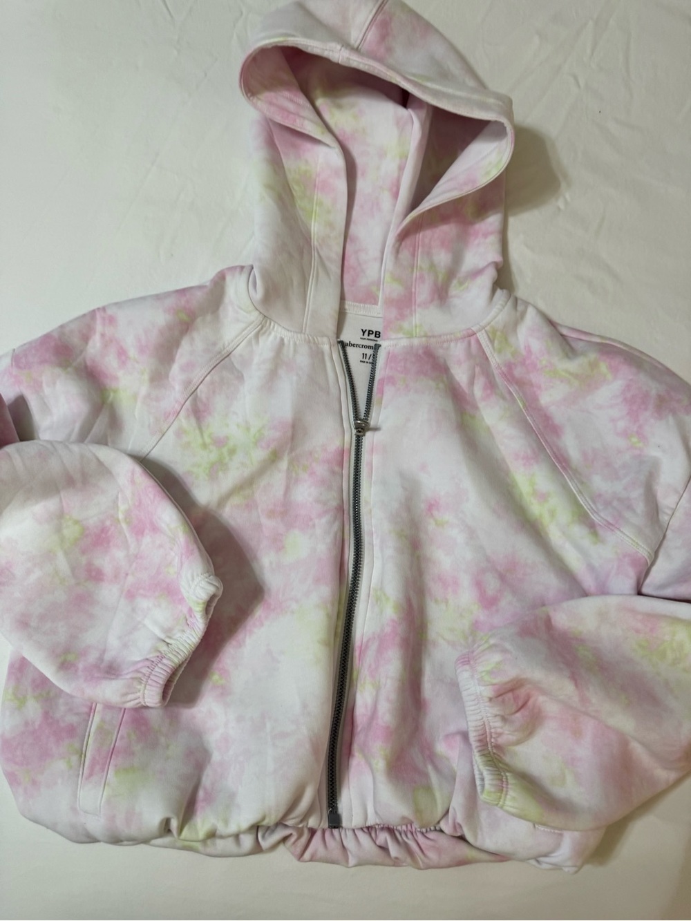 abercrombie kids Pink and Light Green Tie-Dye Zip Hoodie